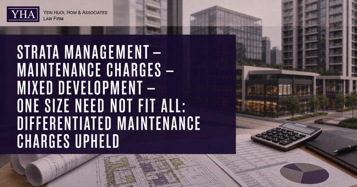 Mixed-use development, component plans and calculator illustrating differentiated strata maintenance charges.