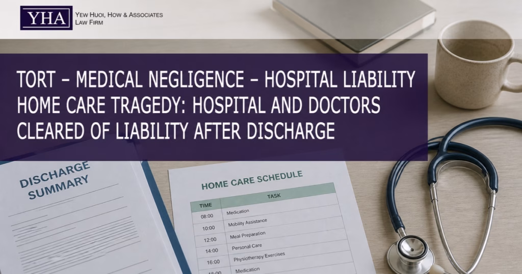 Hospital discharge documents beside a private home-care plan, illustrating responsibility after discharge and independent care arrangements.