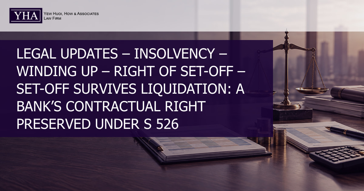 Bank account and liquidation documents illustrating insolvency set-off under section 526.
